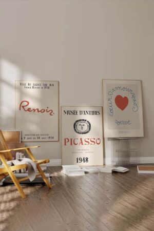 Kağıt Poster Pablo Picasso Renoir Matisse 3 Adet Duvar Dekorasyonu Kuşe