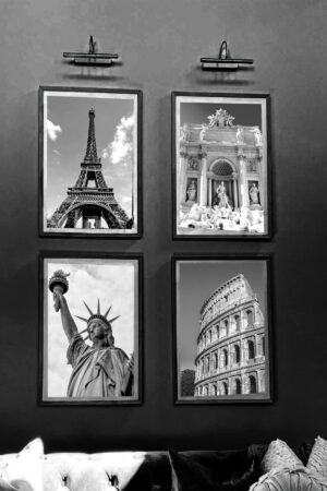 Kağıt Poster Paris Roma Nes York Kolezyum 4'lü Set Kuşe Kalın Dekoratif