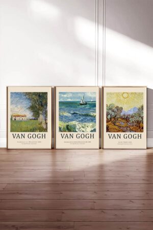 Kağıt Poster Van Gogh Set 3 Adet Duvar Dekorasyonu Kuşe