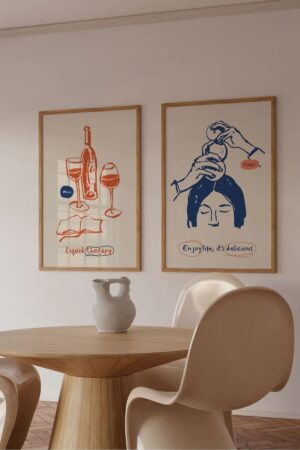 Kağıt Poster Wine Therapy Wine Kağıt Poster Minimalist Modern Dekorasyon 2'li