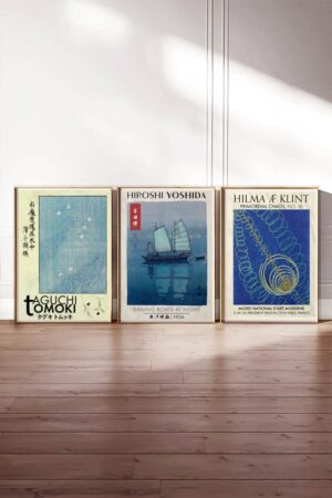 Kağıt Poster Yoshida - Hilma Klint- Tomokhi 3 Adet Duvar Dekorasyonu Kuşe