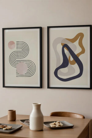 Poster - 2'li Soyut İkili Modern Sanat Renkli Poster
