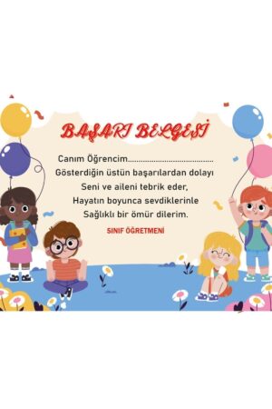Anaokulu - Ilkokul Başarı Belgesi Sertifika Basımı 50 Adet
