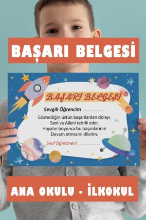 Anaokulu - Ilkokul Başarı Belgesi Sertifika Basımı 50 Adet