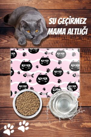Kedi Mama Altlığı Plastik Pvc Kaplama Extra Extra Ince - Su Geçirmez Silinebilir