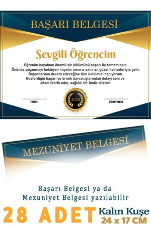 2025 Mezuniyet Belgesi - Lise Ortaokul Ilkokul Yıl Sonu Başarı Belgesi Sertifika Basımı 28 Adet