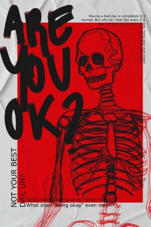 Poster Iskelet Kuru Kafa Are You Ok Kuşe Kalın