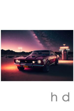 Poster Kırmızı Dodge Porsche Klasik Araba Kuşe Kalın