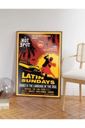 Poster Latin Dans Disco Ball Tequila Vintage Kuşe Kalın