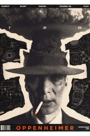 Poster Oppenheimer Cillian Murphy Siyah Atom Bombası Kuşe
