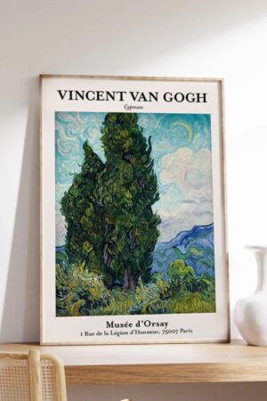 Poster Vincent Van Gogh Selviler Cypresses Kuşe Kalın Dekoratif