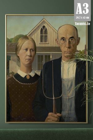 Kağıt Poster Amerikan Gotiği Grant Wood Ünlü Tablolar - Kuşe