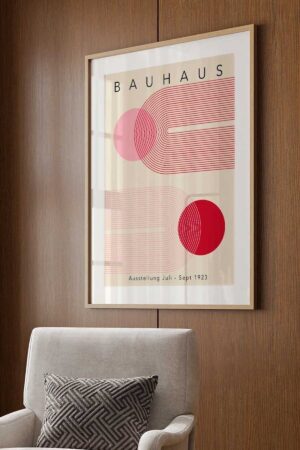 Kağıt Poster Bauhaus Modern Minimalist Pembe