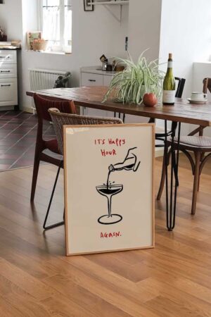 Kağıt Poster Happy Hour Modern Minimalist