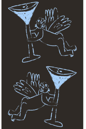 Poster - Martini Angel Illustration - Retro Cocktail Kalın Kuşe Kağıt