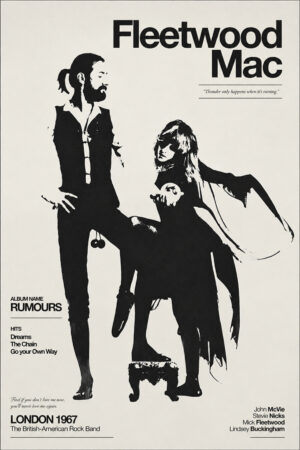 Poster - Fleetwood Mac Vintage - Retro Music Aesthetic Kalın Kuşe Kağıt