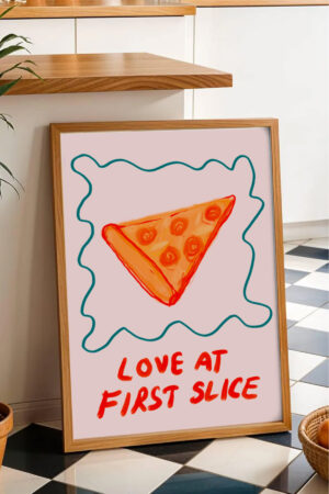 Poster - Pizza Dilimi İllüstrasyonu - Eğlenceli Yemek Posteri