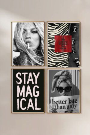 Poster - Kate Moss Set Stay Magical Moivasyon Poster Fashion 4 Adet