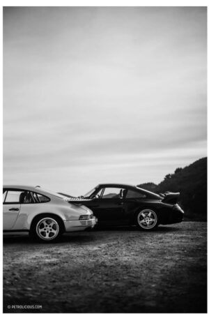 Poster - Minimal Car Road Landscape - Cinematic Black White Kalın Kuşe Kağıt
