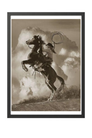 Poster - Cowboy On Horse - Başarı ve Yükseliş Manifesti Kalın Kuşe Kağıt