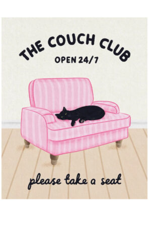 Poster - The Couch Club Pink Sofa Cat - Retro 24/7 Club Art