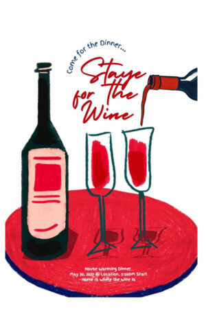 Poster - Cheers for the Wine - Retro Wine Bottle Illustration