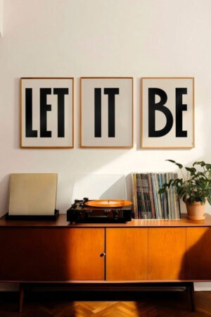Poster - Let It Be Beatles - Siyah Beyaz Müzik Posteri