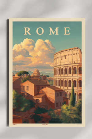 Poster - Rome Colosseum Manzara - Vintage Seyahat Wall Art