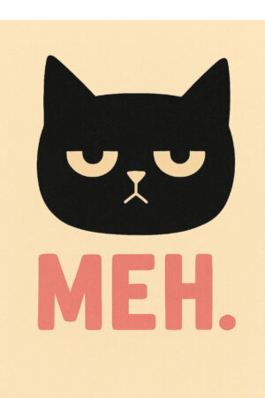 Poster - Siyah Kedi İllüstrasyonu - Minimalist Eğlenceli Posteri