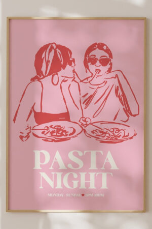 Poster - Pembe Kızlar İllustrasyon Best Friends Pasta Summer Print