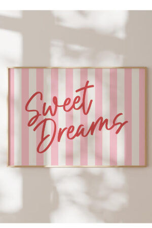 Poster - Sweet Dreams Pembe Çizgi - Tatlı Rüyalar Duvar Sanatı
