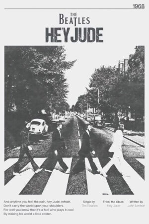 Poster - The Beatles Hey Jude Şarkı Posteri - Klasik Rock Wall Art
