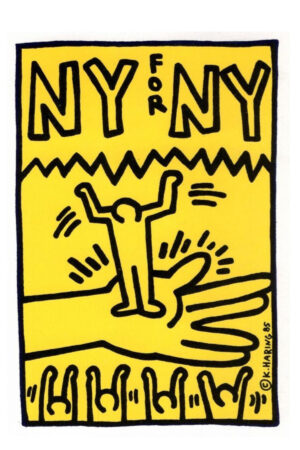 Poster - NY NY Keith Haring Style - Sarı Grafiti Duvar Dekoru