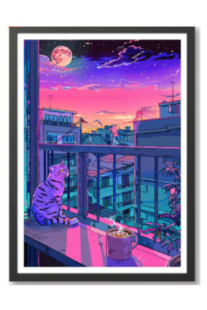Kağıt Poster - Kedi Posteri Cat Kedzilla Kedi İllüstrasyonu Kediseverlere