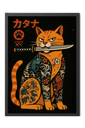 Kağıt Poster - Kedi Posteri Cat Kedzilla Kedi İllüstrasyonu Kediseverlere