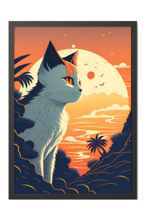 Kağıt Poster - Kedi Posteri Cat Kedzilla Kedi İllüstrasyonu Kediseverlere
