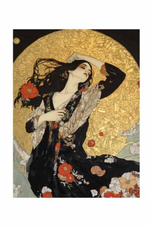 Poster - Klimt Rüya Altın Zeminli Klasik Figür - Sanat Posteri