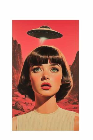 Poster Kırmızı Arka Planlı Kadın Portresi Modern Poster
