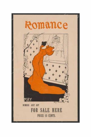 Poster Romance Vintage Kedi İllüstrasyon Afişi