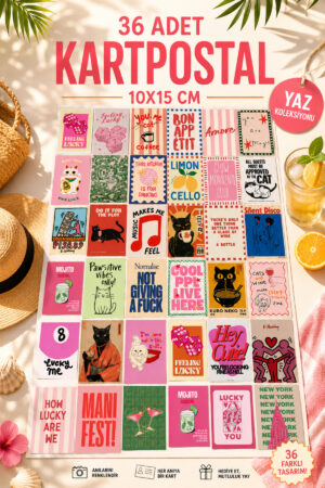 Poster Set - 36 Adet Pinterest Motivasyon & Manifest Poster Kartpostal Seti 10x15 cm Kalın Kuşe Kağıt